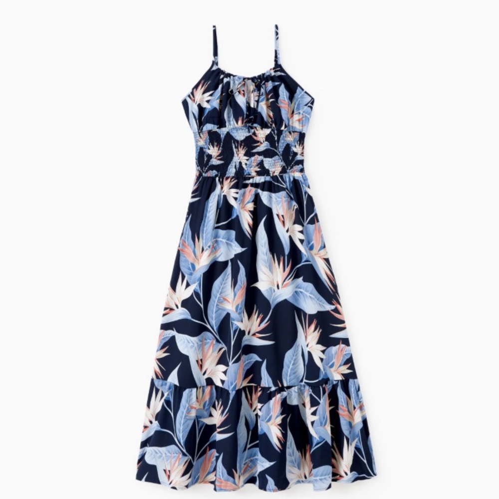 Ruched Bust Shirred Waist Floral Ruffled Strap Dress